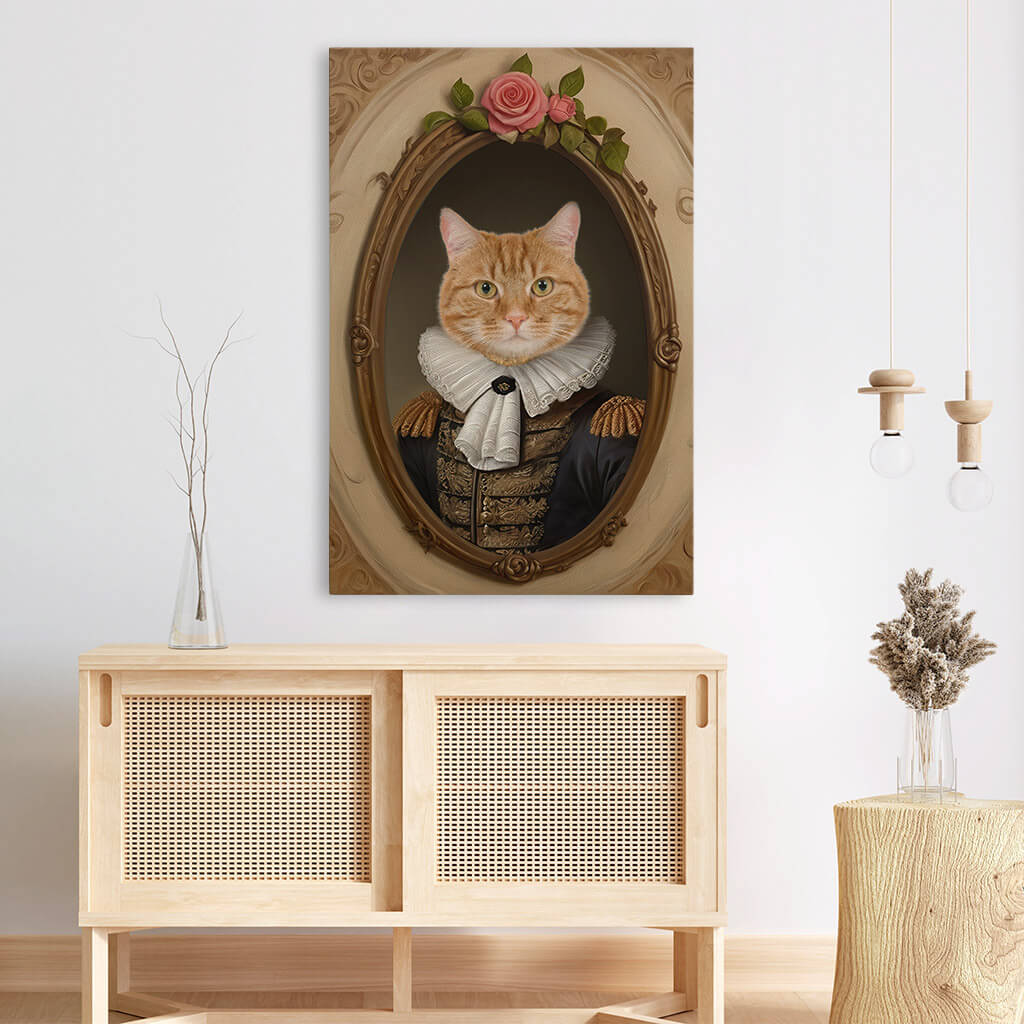3373CUK3 royal cat portrait canvas personalised gift for cat lovers