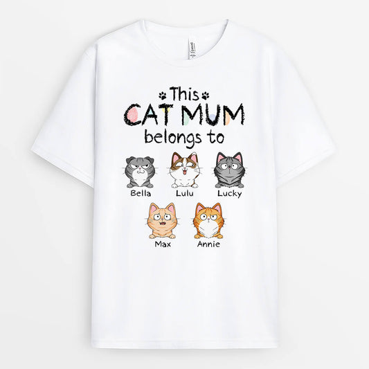 3382AUK1 this cat mum belongs to cute cats t shirt personalised gift ideas for cat lovers