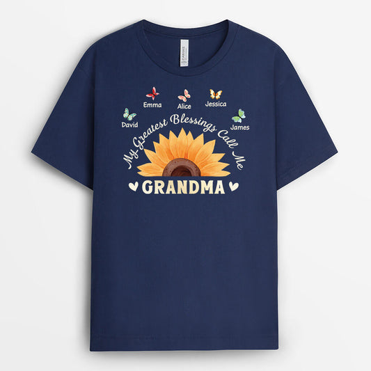 3392AUK1 my greatest blessing calls me grandma t shirt personalised gifts for grandma