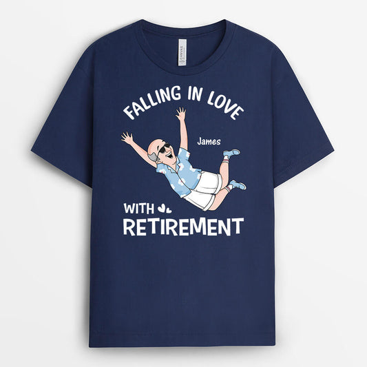 3399AUK1 falling in love with retirement t shirt personalised gifts for men