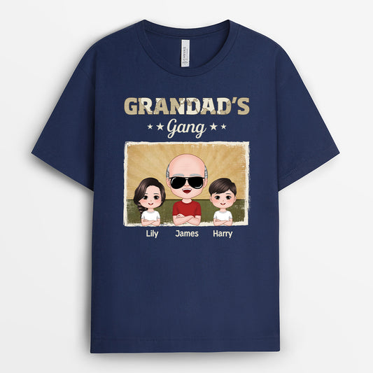 3409AUK1 retro grandads gang t shirt personalised gifts for grandad