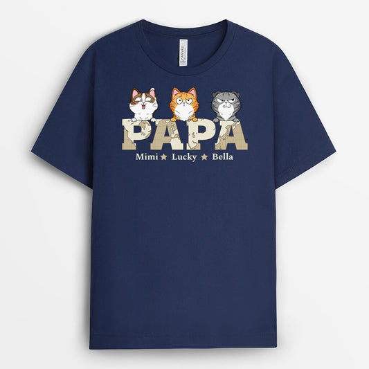 3410AUK1 papa cat themed t shirt personalised gifts for cat dad