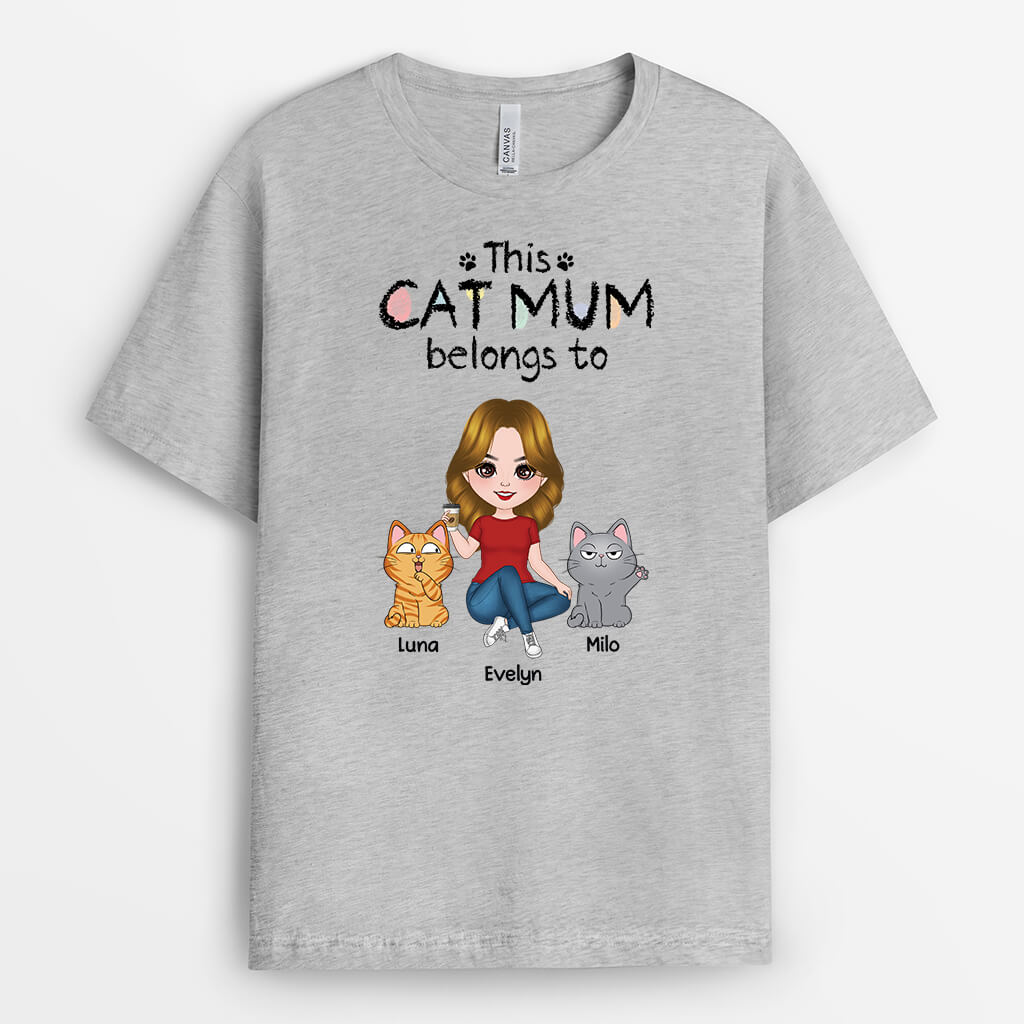 3412AUK2 clipart this cat mum belongs to t shirt personalised gifts for cat mum