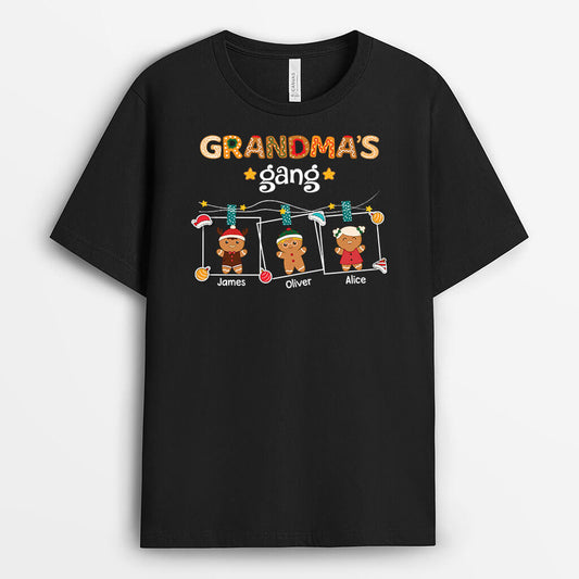 3415AUK1 xmas ginger bread grandmas gang t shirt personalised gifts for grandma