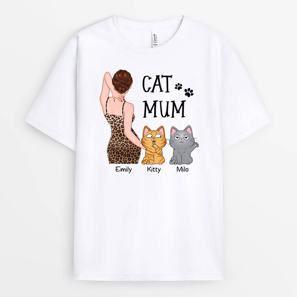3416AUK1 sexy cat mum t shirt  personalised gifts for cat mum