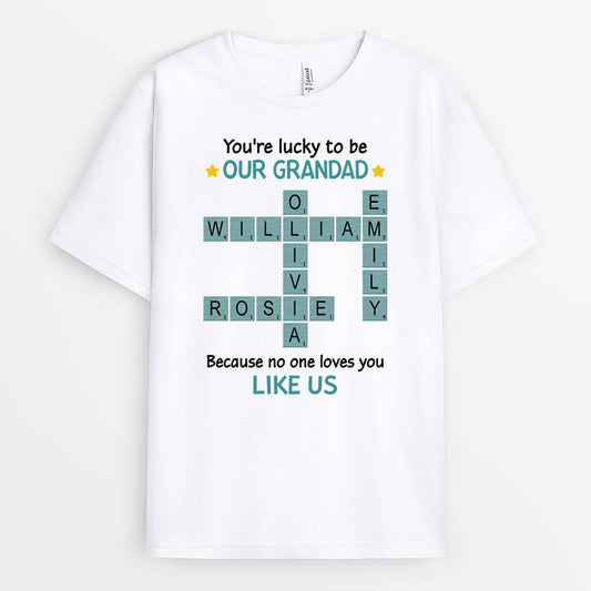 3422AUK1 you are lucky to be my grandpa t shirt personalised gifts for grandpa
