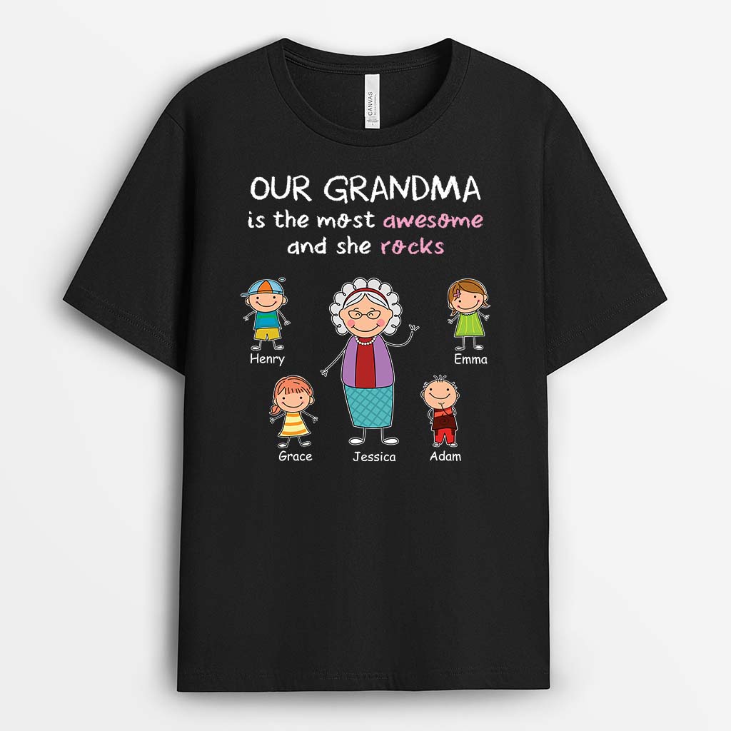 3423AUK1 our mama is the most awesome t shirt  personalised gifts for grandma