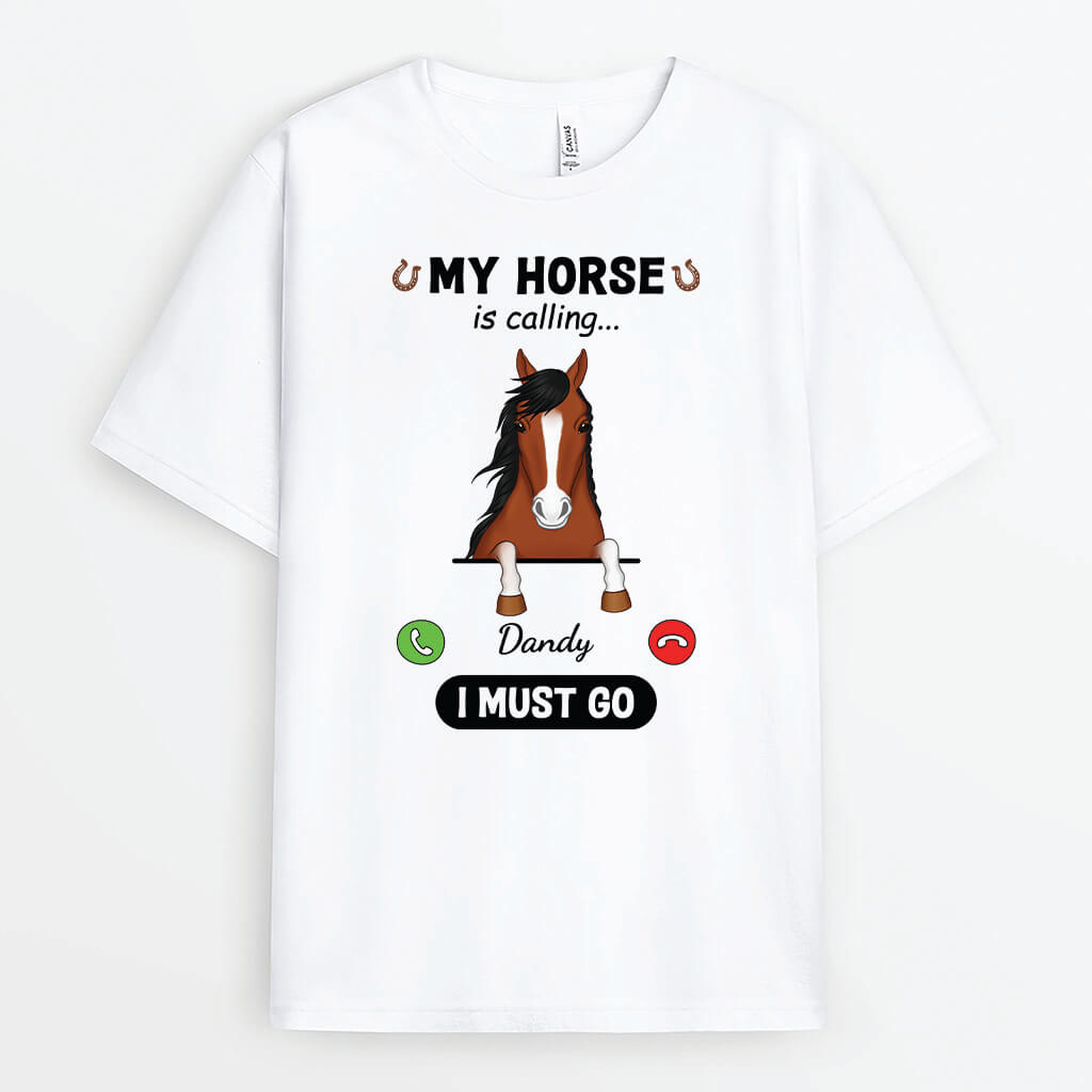 3427AUK1 my horse is calling t shirt personalised gifts for pet lovers