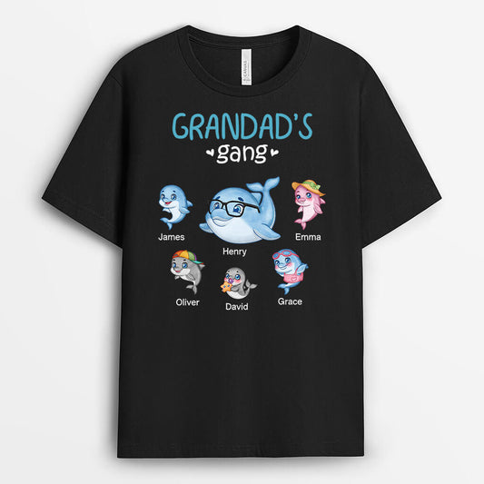 3433AUK1 blue whale grandads gang t shirt personalised gifts for grandad