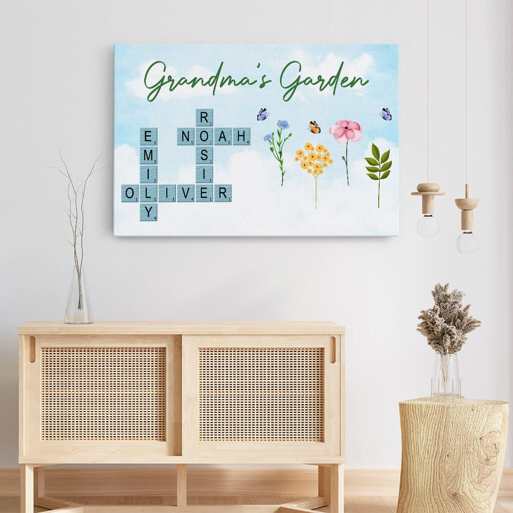3439CUK3 grandmas garden crossword canvas personalised gifts for grandma