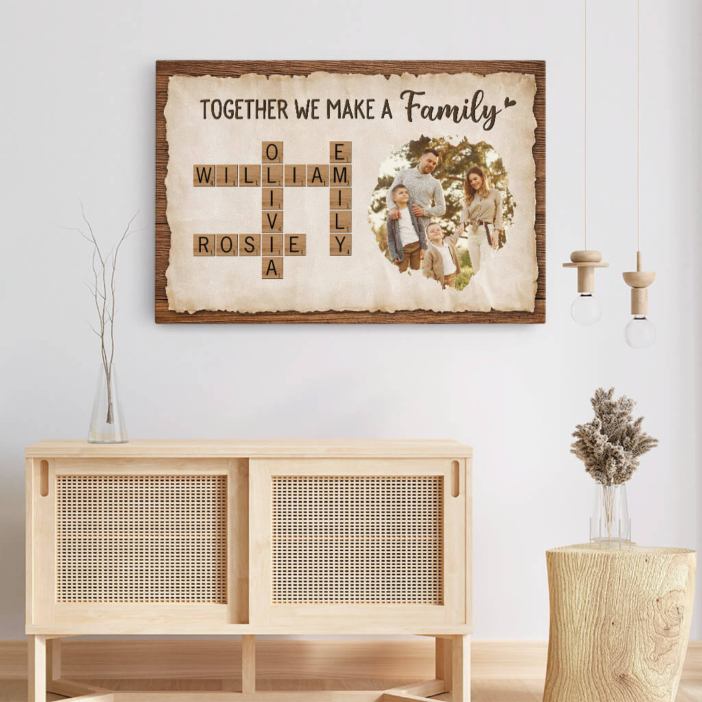 3441CUK3 together we make a family crossword canvas personalised gifts for parents