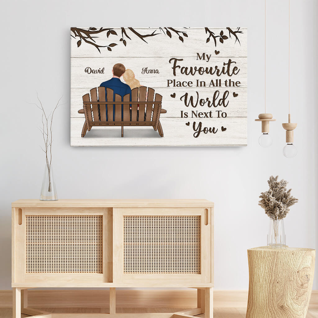 3442CUK3 my favourite place in all the world is next to you canvas personalised gifts for couple