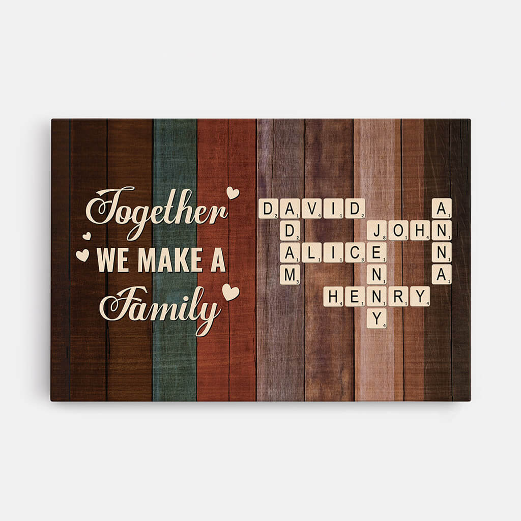 3444CUK1 wooden theme together we make a family canvas personalised gifts for grandparents