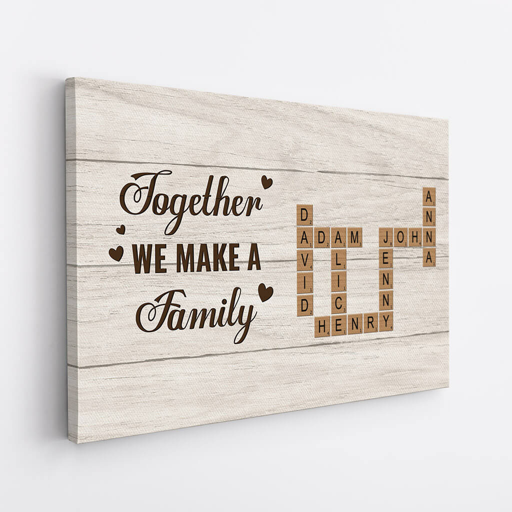 3444CUK2 wooden theme together we make a family canvas personalised gifts for grandparents