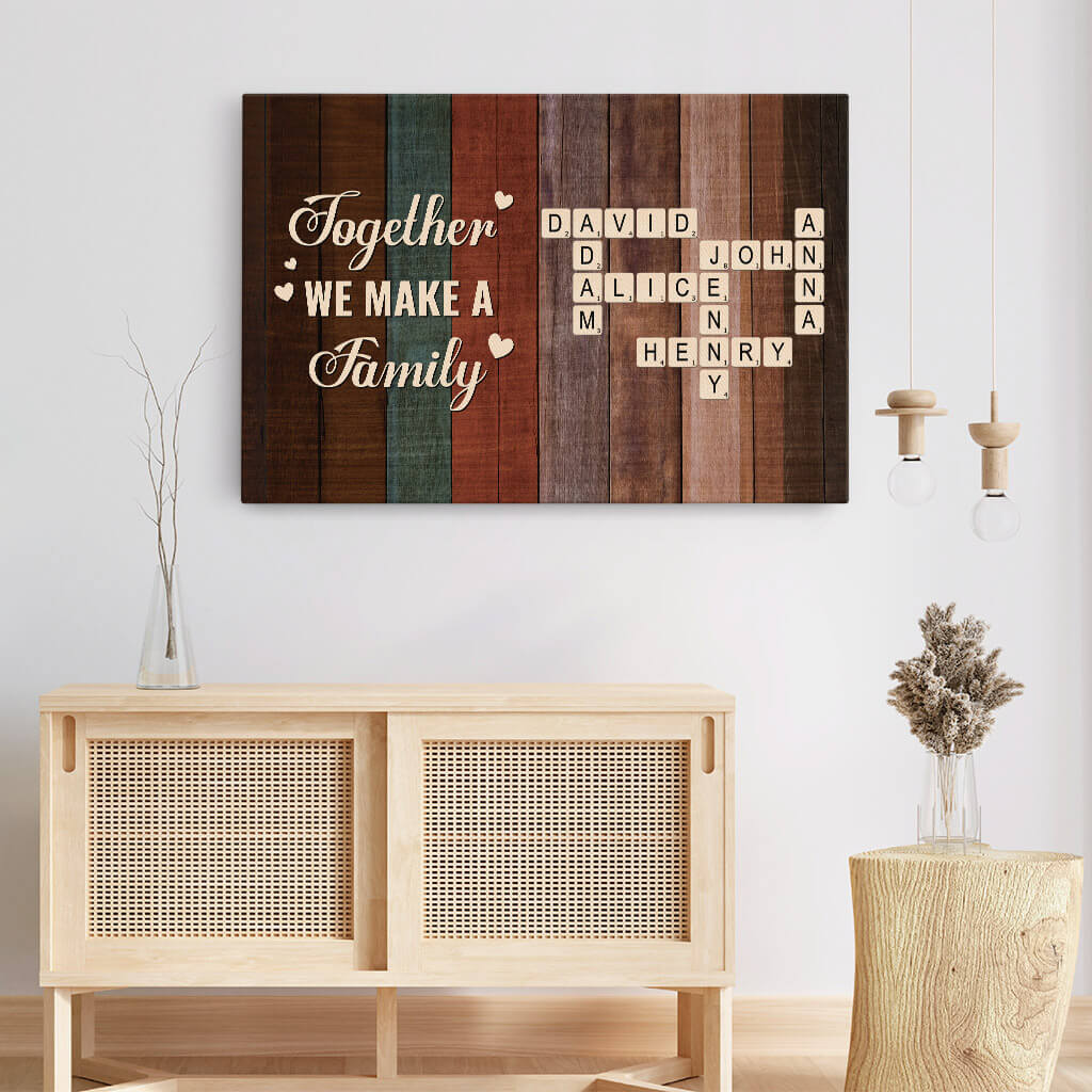 3444CUK3 wooden theme together we make a family canvas personalised gifts for grandparents
