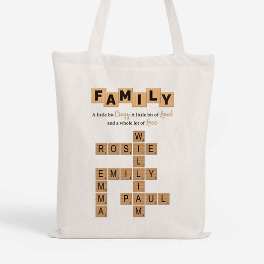 3446BUK1 personalised family a little bit of crazy crossword tote bag 3446bsv5i_1_32550a7c 1b4a 47f4 8fe9 852e978b1236