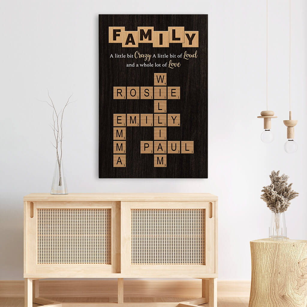 3446CUK3 crossword family canvas personalised gifts for grandparents