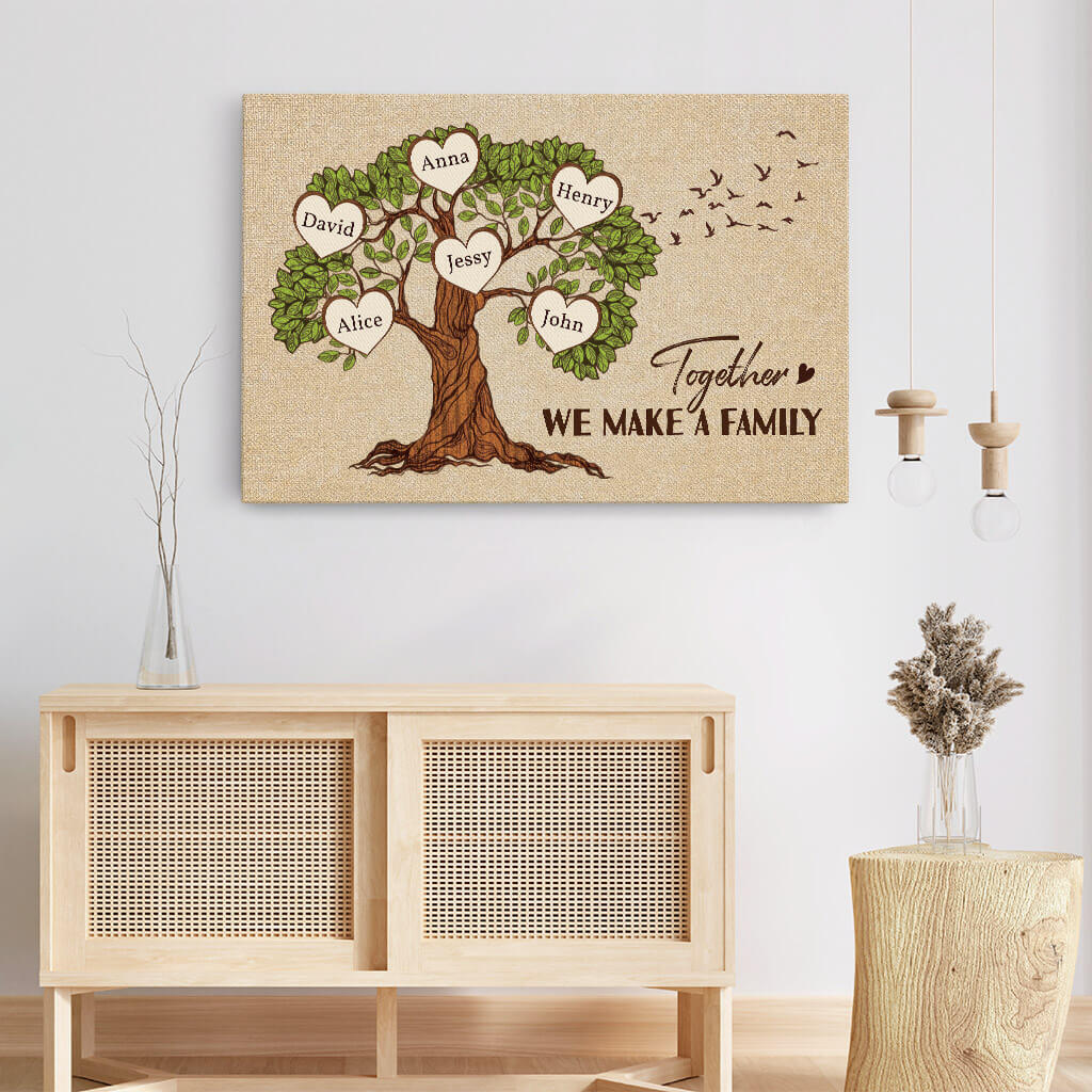 3447CUK3 together we make a family tree canvas personalised gifts for grandparents