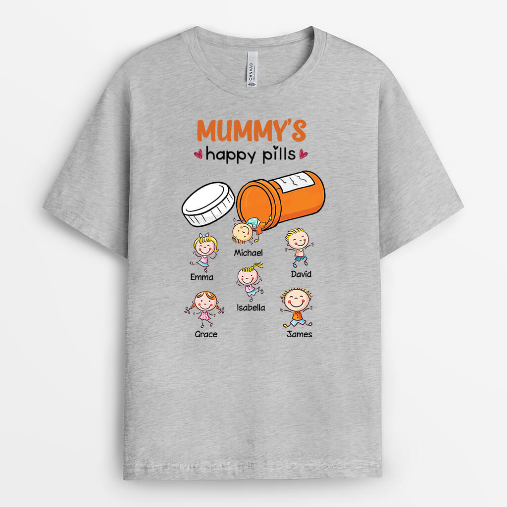 3453AUK2 grandads happy pills t shirt  personalised gifts for grandad
