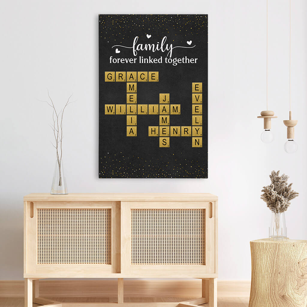 3458CUK3 family forever linked together canvas personalised gifts for family