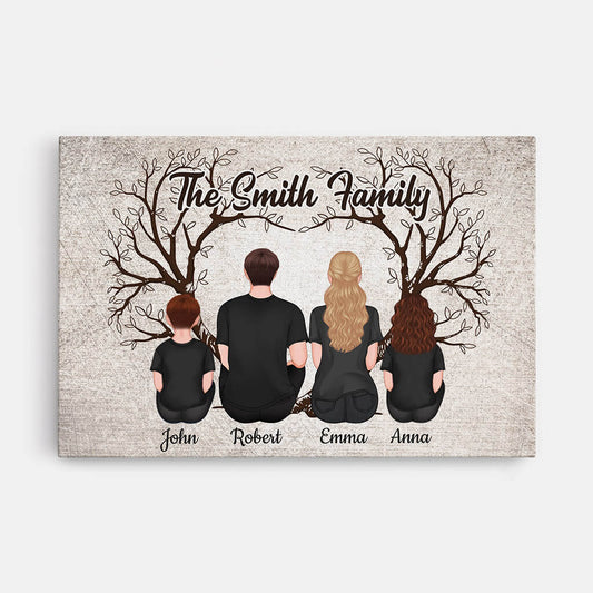3467CUK1 the smith family under heart tree canvas personalised gifts for family