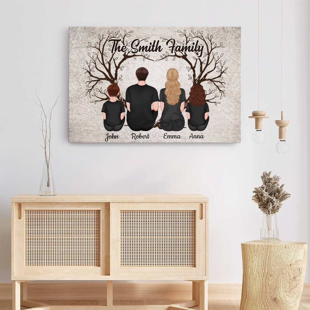 3467CUK3 the smith family under heart tree canvas personalised gifts for family