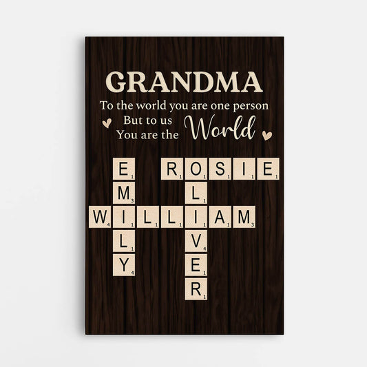 3469CUK1 grandma to the world you are one person canvas personalised gifts for grandma