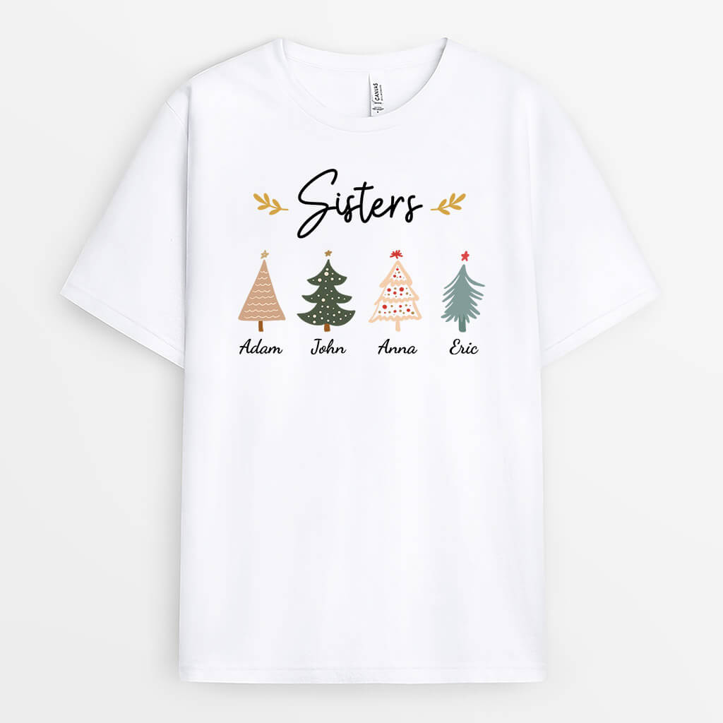 3472AUK1 xmas sister besties t shirt personalised gifts for sister