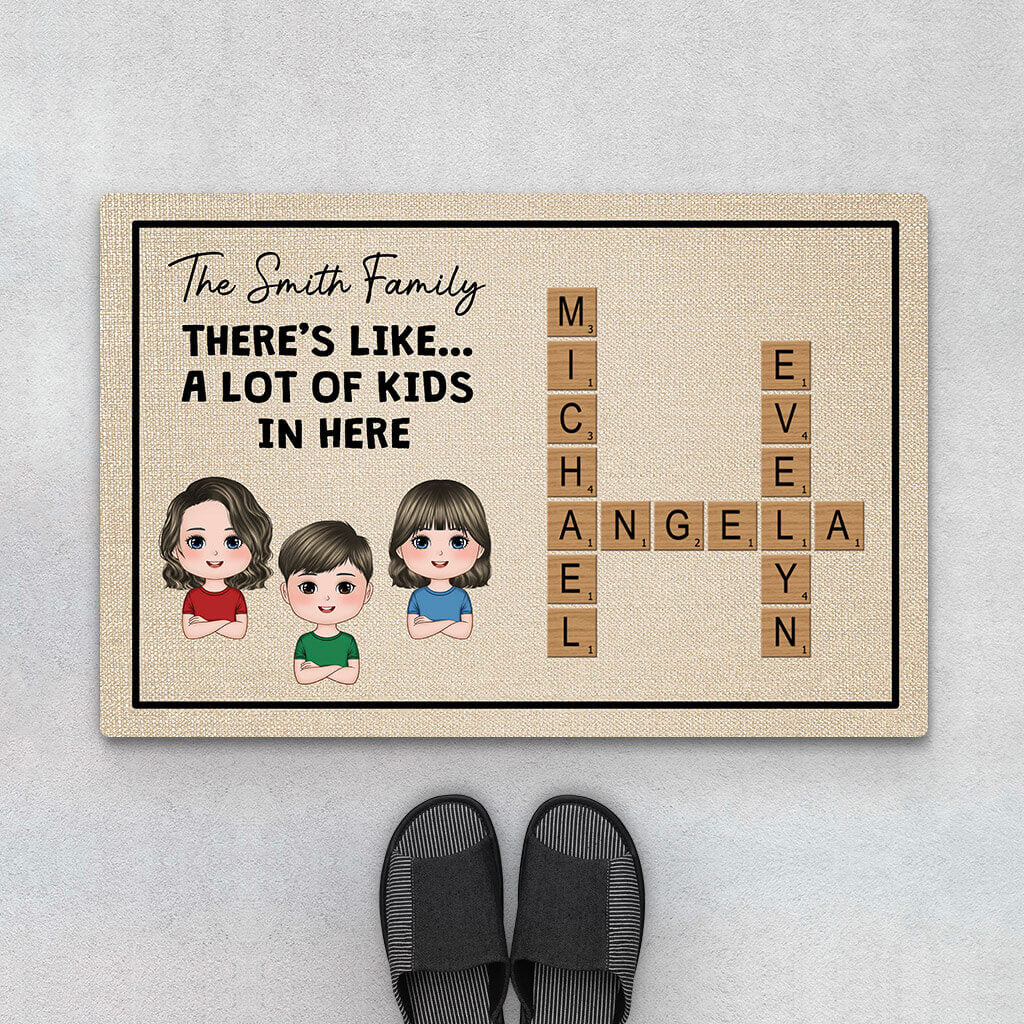 3477DUK1 theres like a lot of kids in here doormat personalised gifts for kids