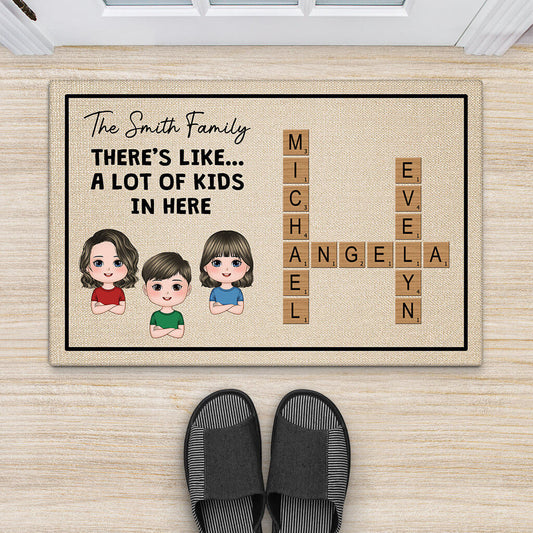 3477DUK2 theres like a lot of kids in here doormat personalised gifts for kids