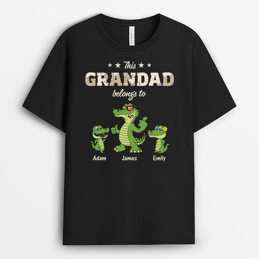 3478AUK1 cool crocodile this grandad belongs to t shirt personalised gifts for grandad