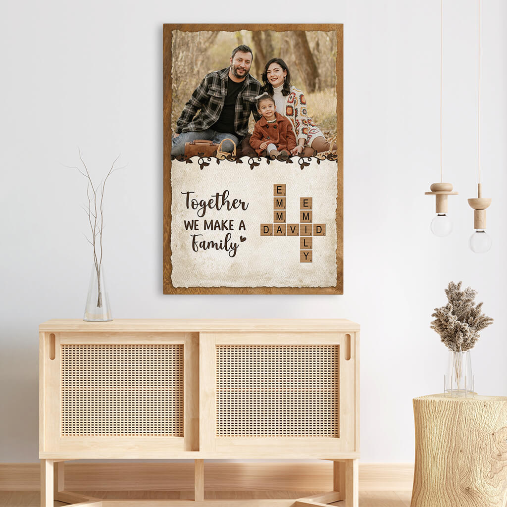 3489CUK3 together we make a family crossword canvas customised gifts for family