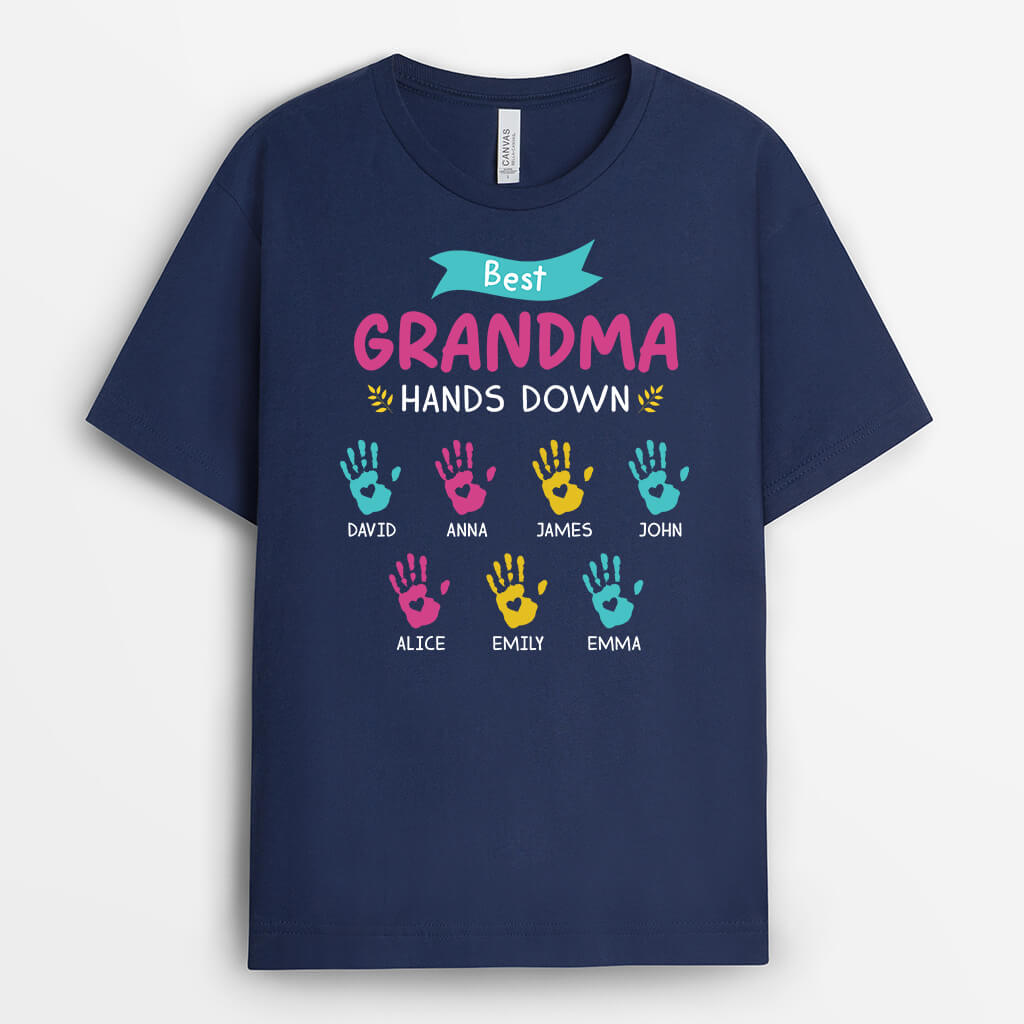 3495AUK1 best grandma hands down t shirt personalised gifts for grandma