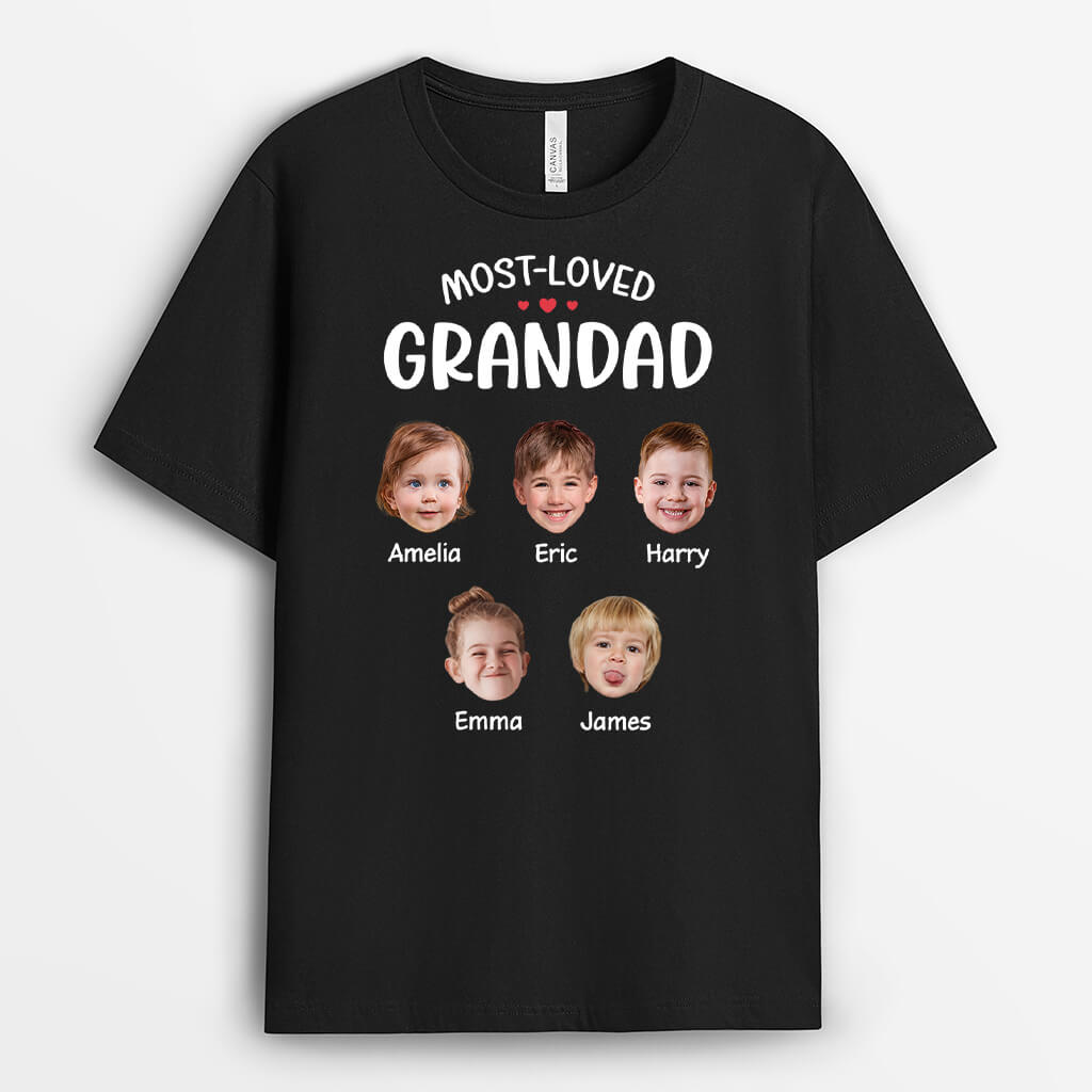 3496AUK1 most loved grandad t shirt  personalised gifts for grandad