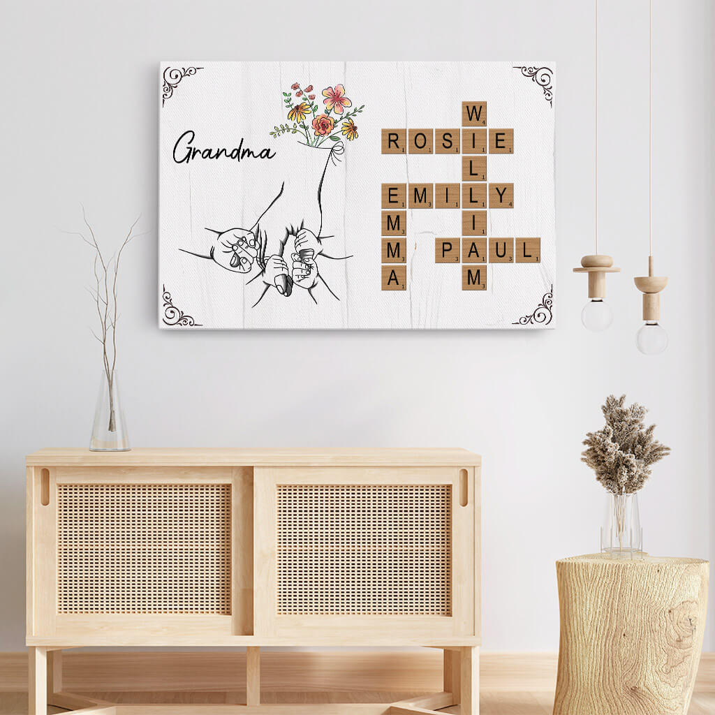 3504CUK3 retro crossword canvas personalised gifts for grandma