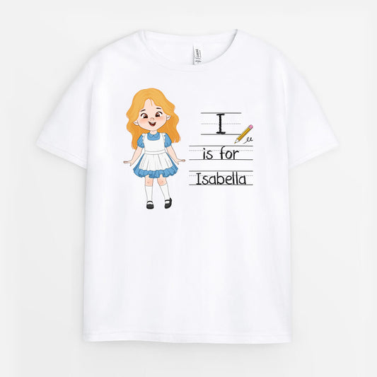 3510AUK1 alphabet name kids t shirt personalised gifts for kids
