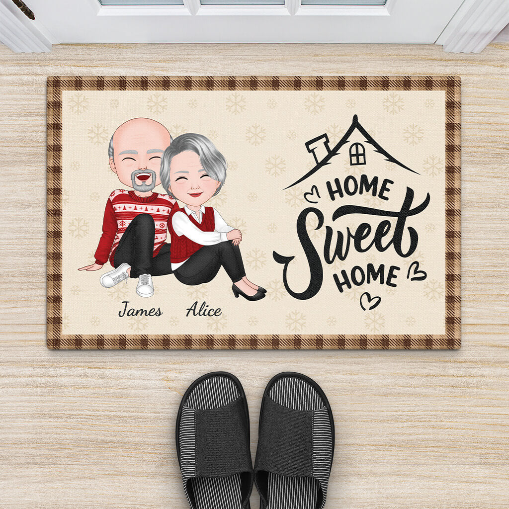 3515DUK2 home sweet home with christmas vibe doormat personalised gifts for couples