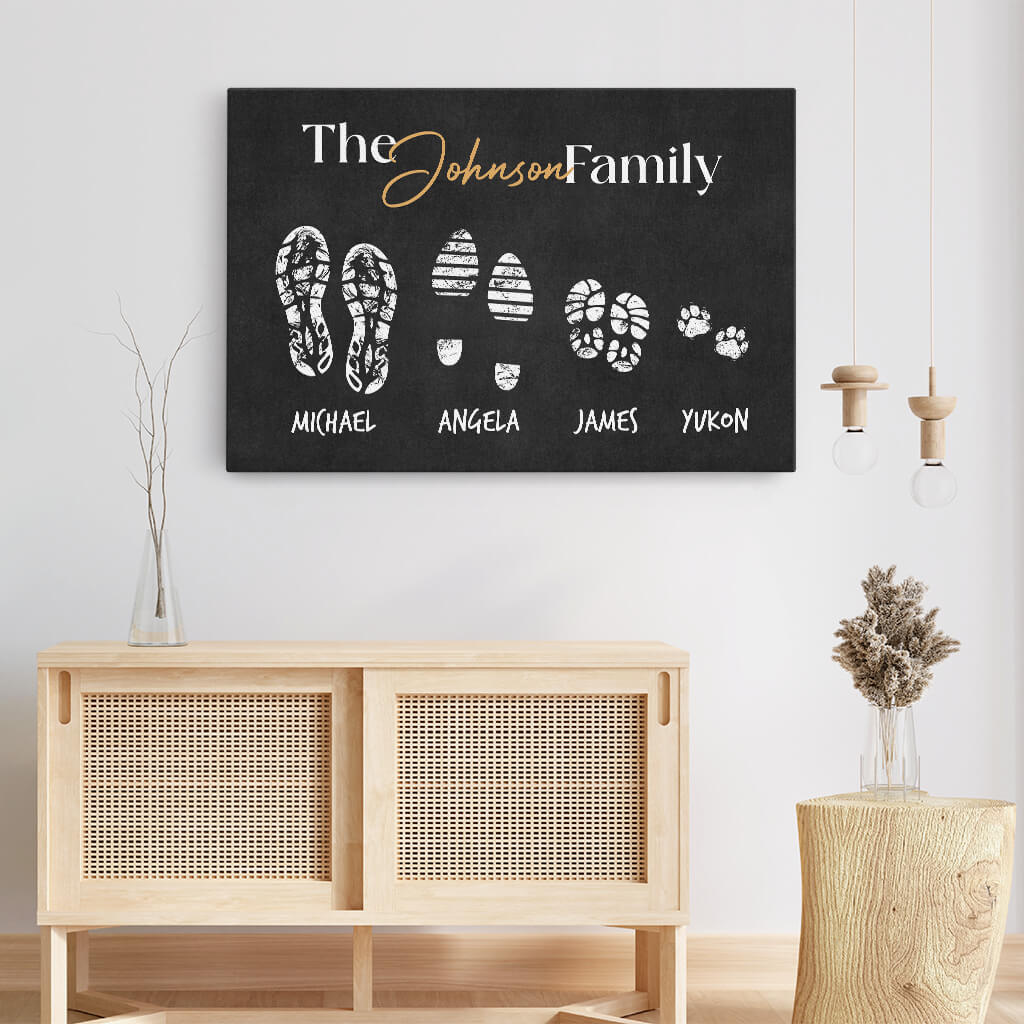 3521CUK3 family footprints canvas personalised gifts for parents grandparents