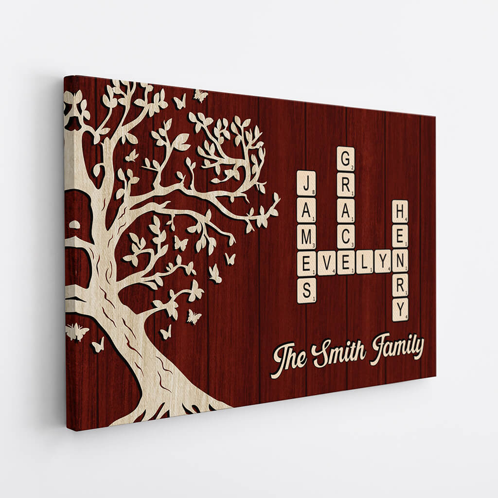 3522CUK2 the family with crossword design canvas personalised presents for family