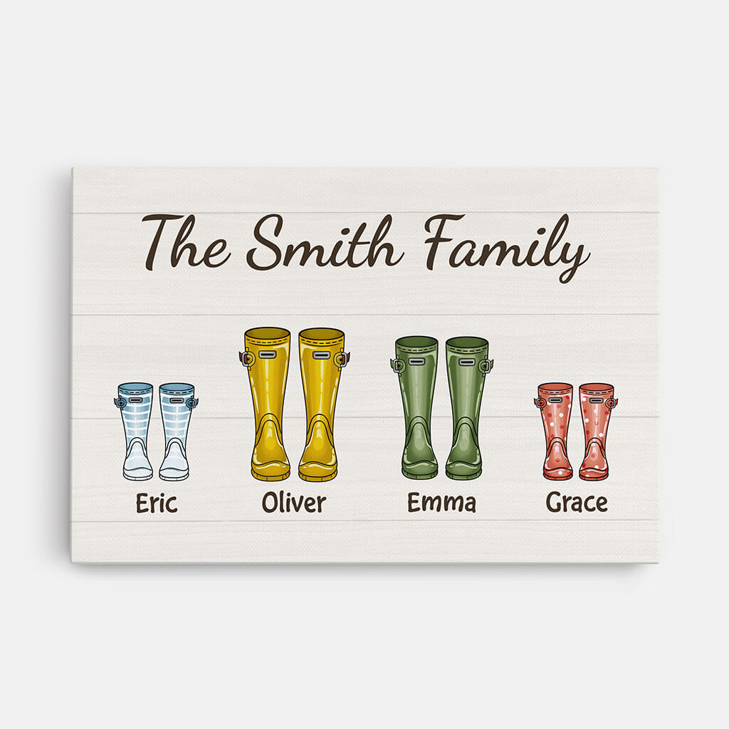 3523CUK1 the family with boots design canvas customised gifts for family
