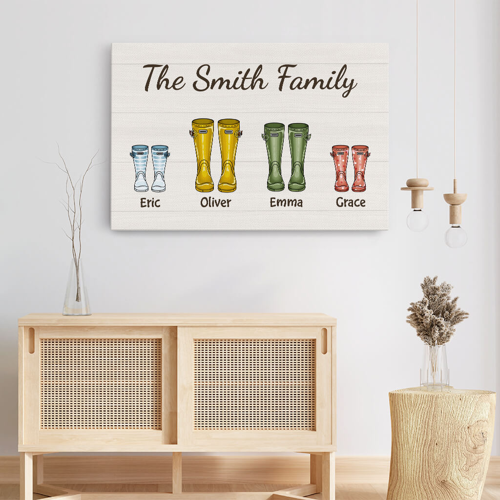 3523CUK3 the family with boots design canvas customised gifts for family
