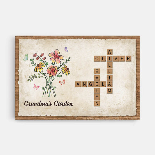 3524CUK1 grandmas garden crossword design canvas personalised gifts for grandma