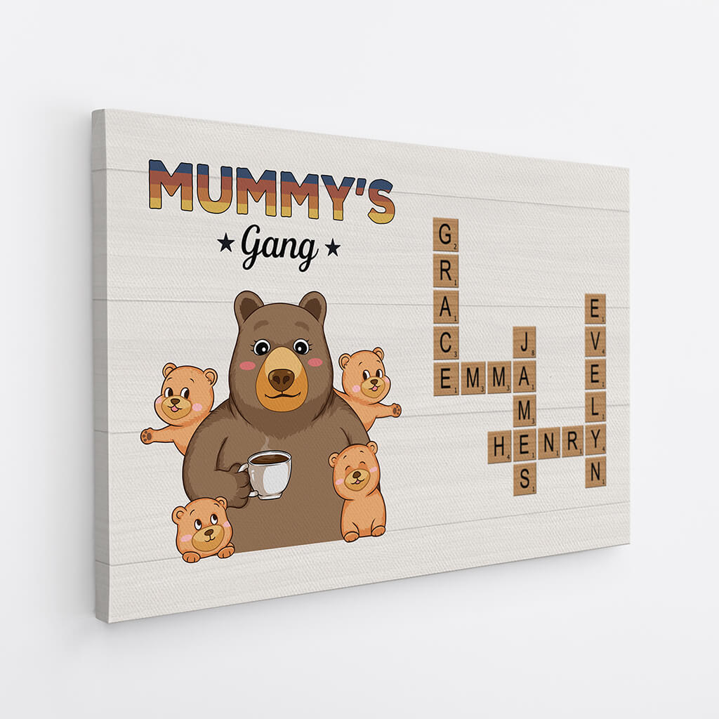 3527CUK2 grandads gang bear crossword theme canvas  personalised gifts for grandad