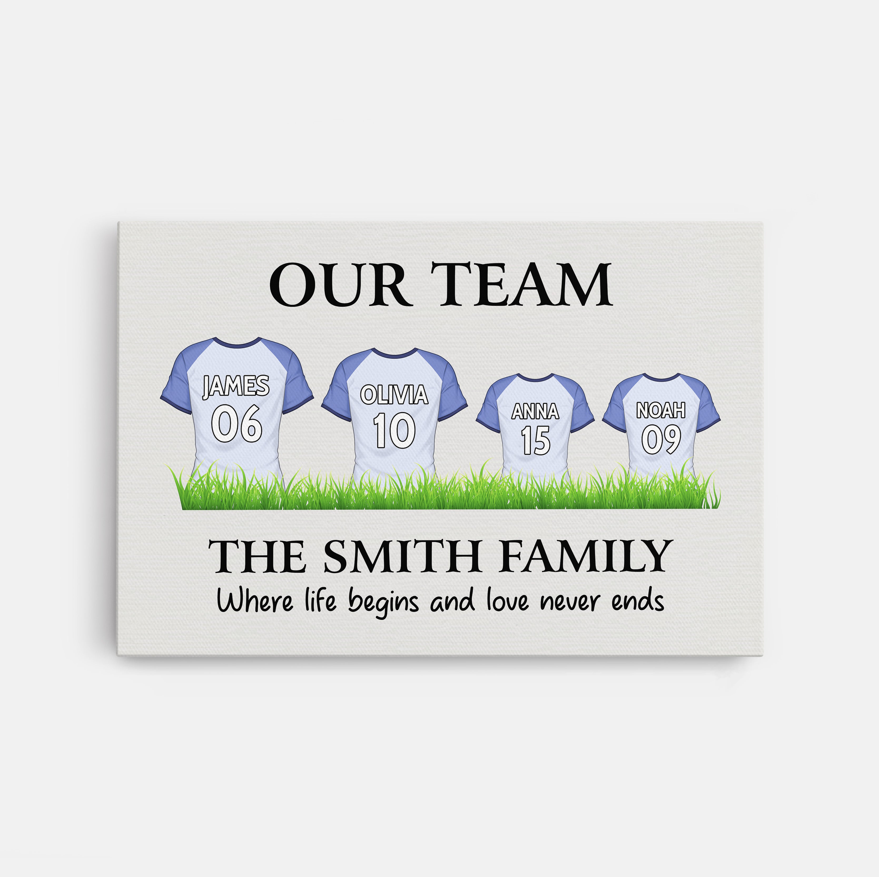 3528CUK1 our team family canvas personalised football gifts for family