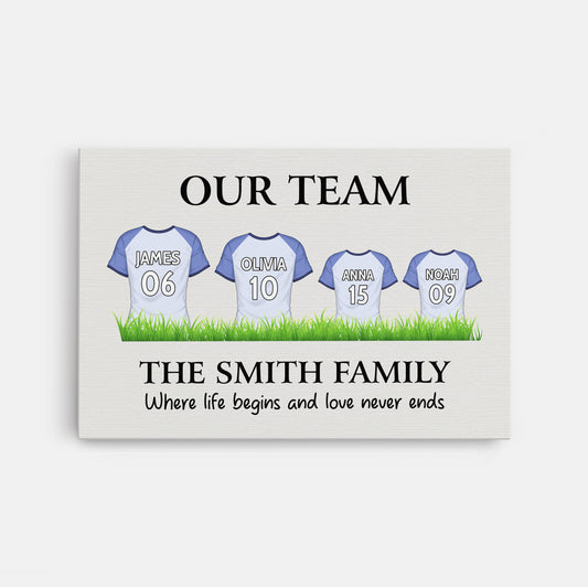 3528CUK1 our team family canvas personalised football gifts for family