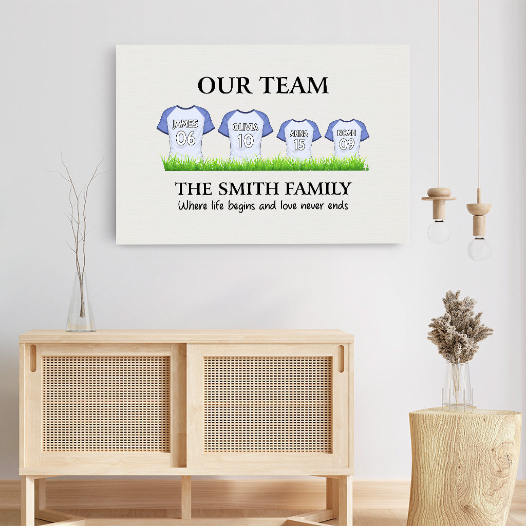 3528CUK3 our team family canvas personalised football gifts for family