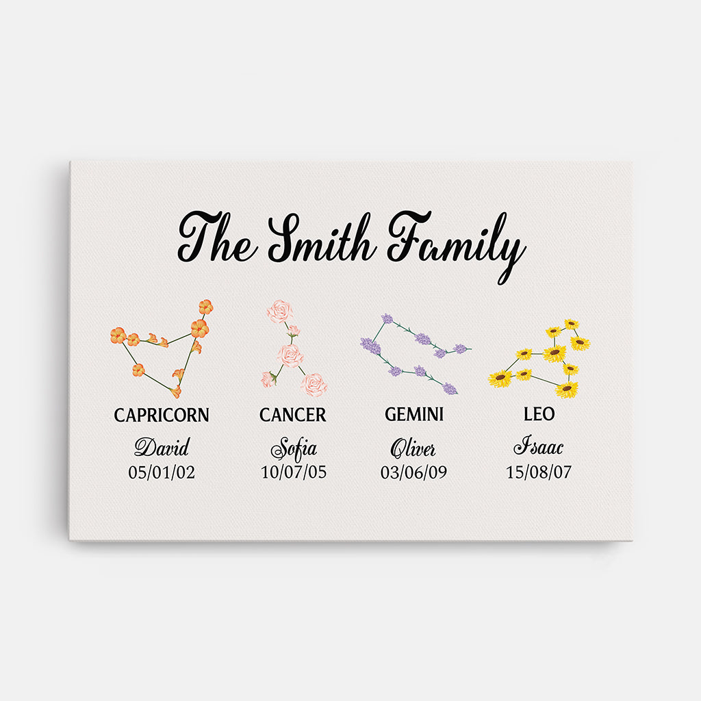 3531CUK1 family zodiac signs canvas print custom gifts for family