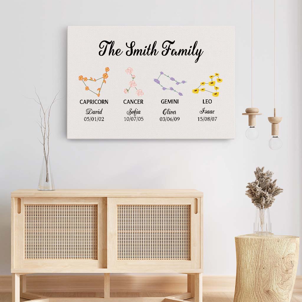 3531CUK3 family zodiac signs canvas print custom gifts for family
