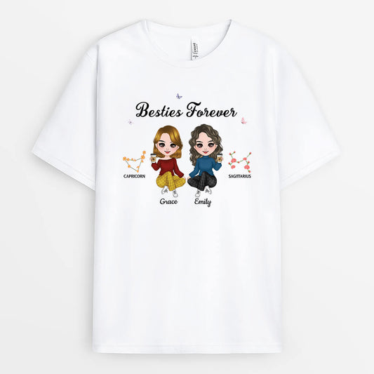 3533AUK1 besties forever zodiac signs t shirt personalised gifts for best friends