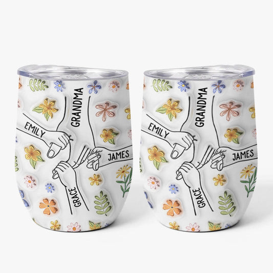 3534TUS1 custom floral 3d printing effect wine tumbler gifts for grandma 3534T6O5A